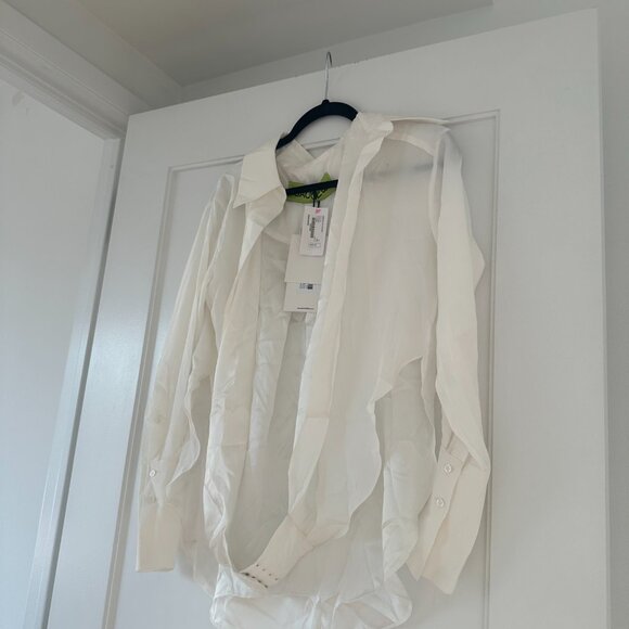 NWT Gauge81 Sabinas Silk Wrap Shirt In Ivory Sz XS Back Closure High-Low Hem - Picture 9 of 13